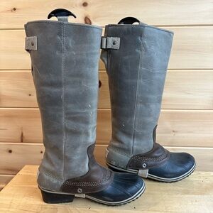 Sorel grey heeled boots